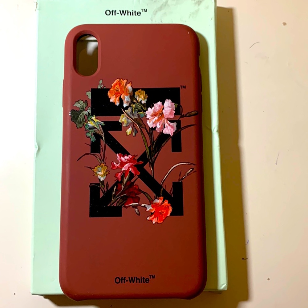 Off-white Virgil Abloh iPhone XS Max Case with flowers red and black